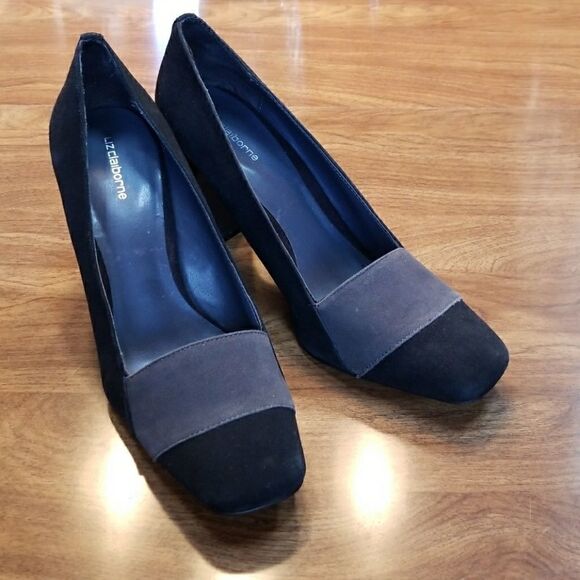 𝅺LIZ Claiborne Leather Suede Heels - Picture 1 of 8